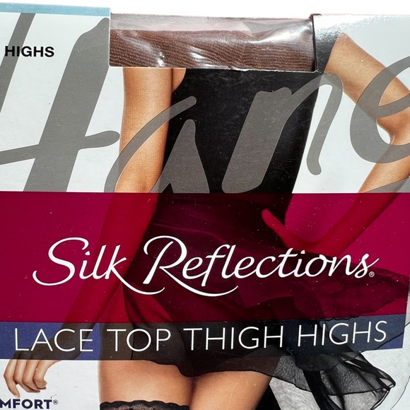 Silky Reflections Lace Top Thigh Highs Hosiery Cool Comfort AB Barely There - Picture 4 of 8